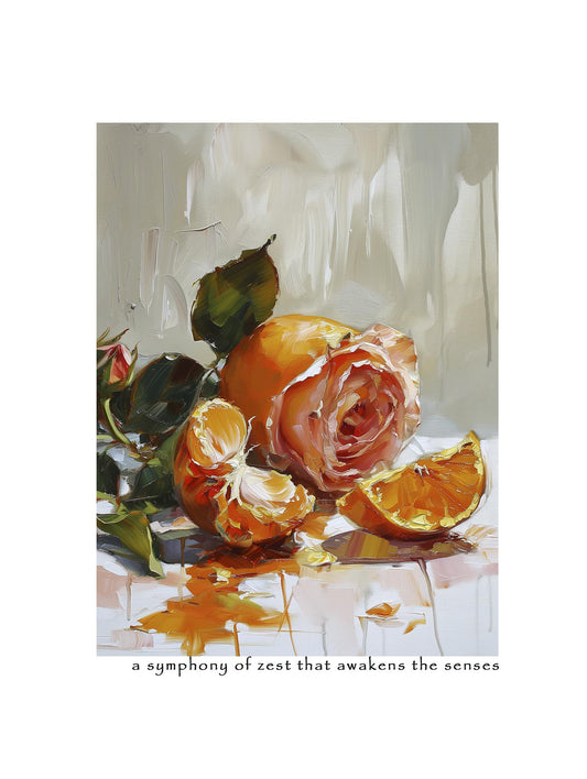 Cut orange near a rose Poster - ArtDarts poster