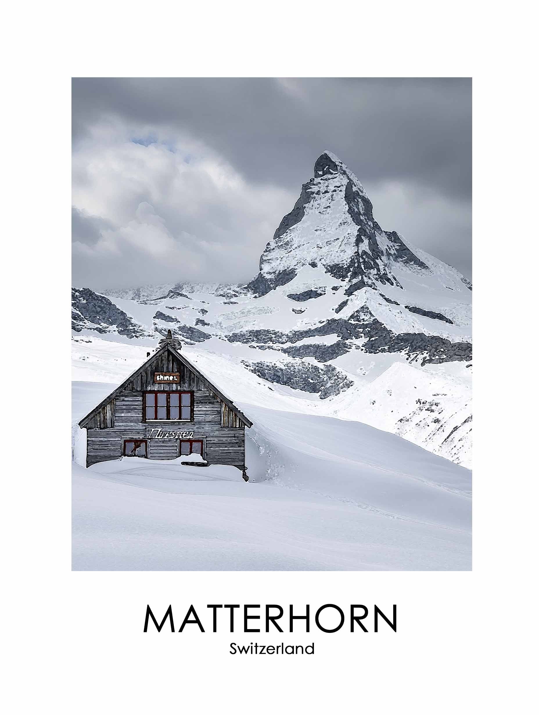 Winter House on Mount Matterhorn Poster - ArtDarts poster