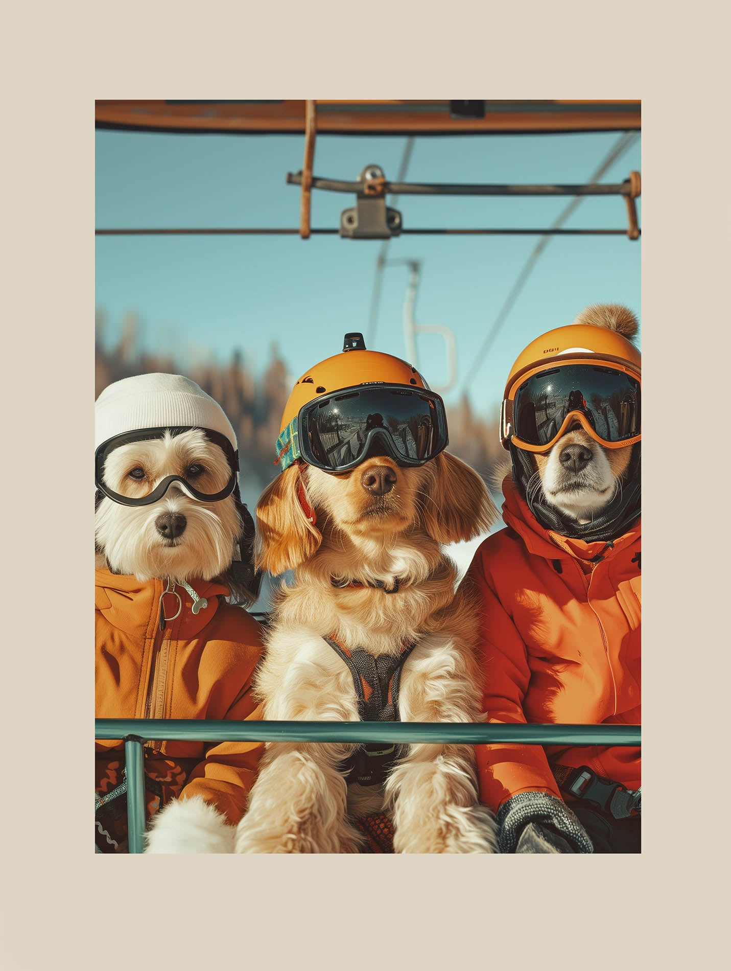 Three dogs of a skier Poster - ArtDarts poster