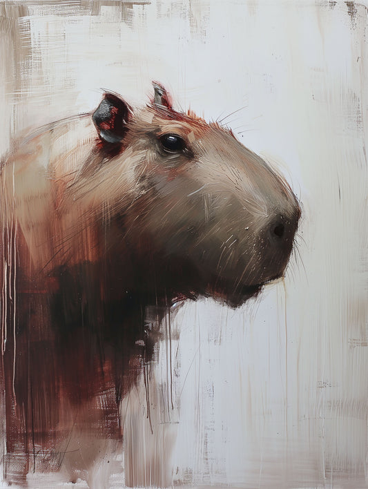 Capybara oil art Poster