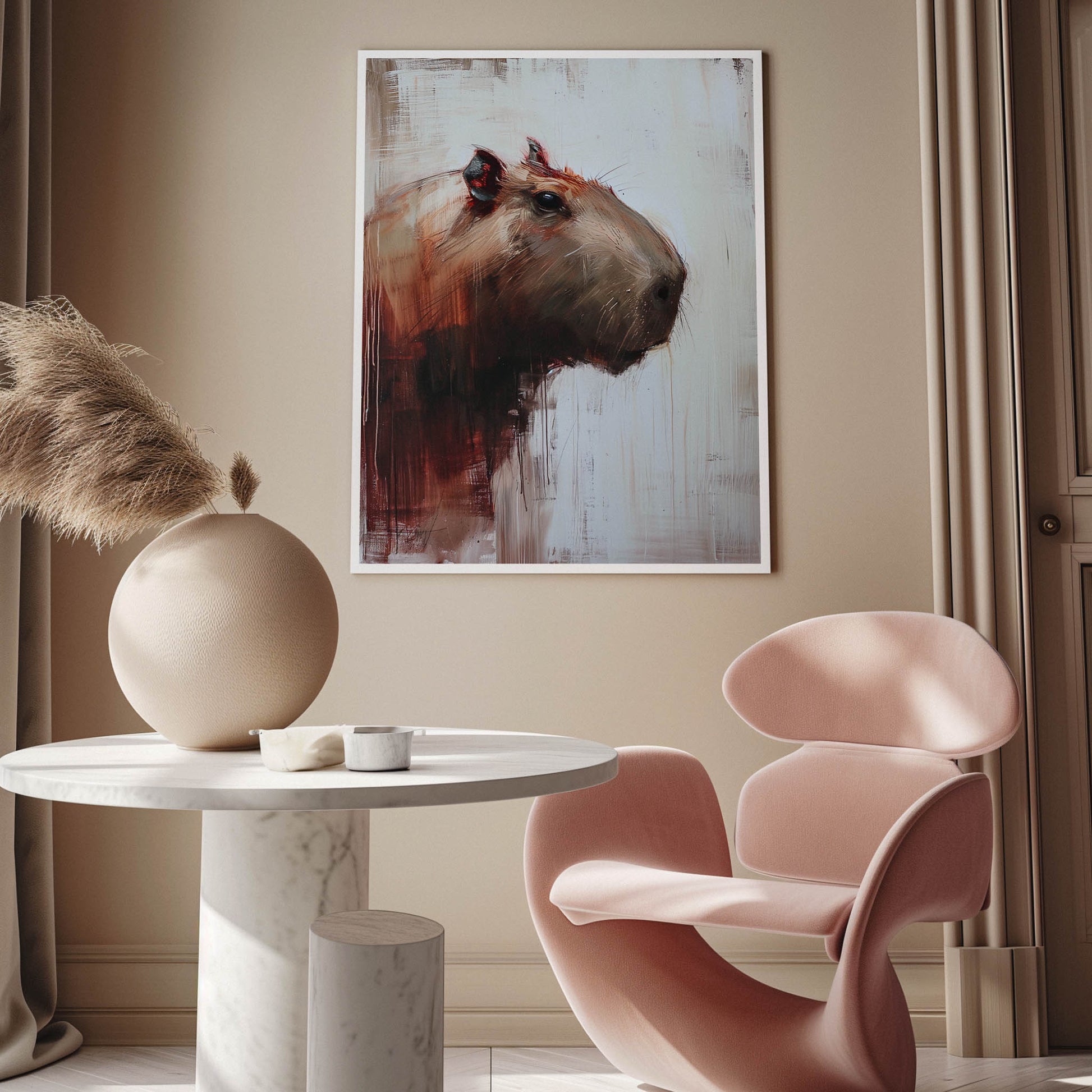 Capybara oil art Poster