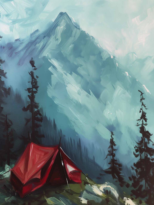 Red Tent in the Alps Poster.