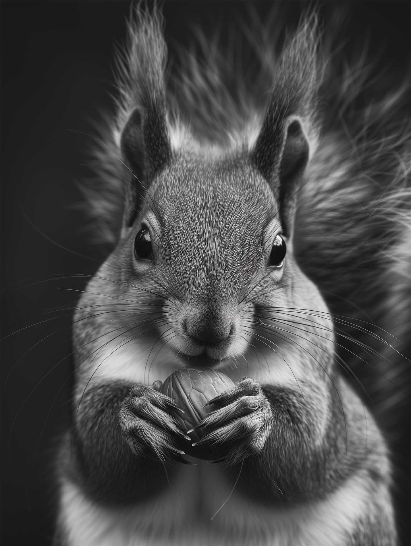 Black and white portrait of a squirrel Poster.