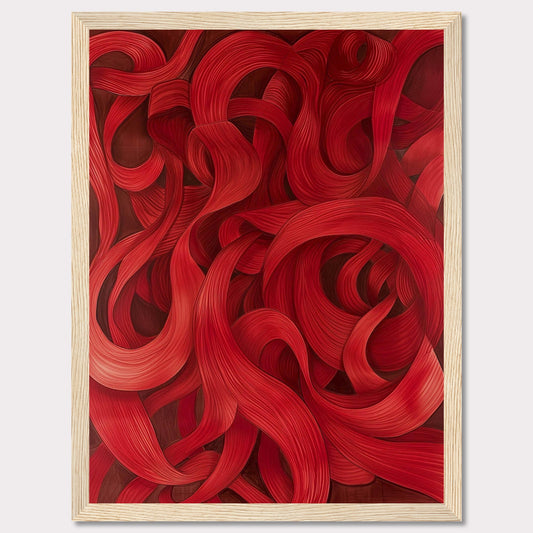 This captivating artwork features a mesmerizing array of red swirls and curves, creating a dynamic and flowing visual experience. The intricate details and rich hues draw the viewer in, evoking a sense of movement and passion.