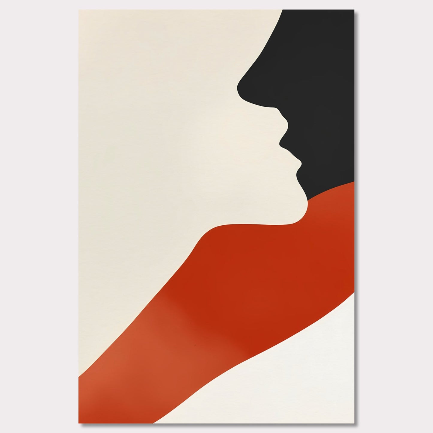 This abstract poster presents a harmonious blend of a human face and a wave of color. The simplicity of forms and contrasting colors evoke a sense of warmth and comfort, making it a perfect addition to modern interiors.