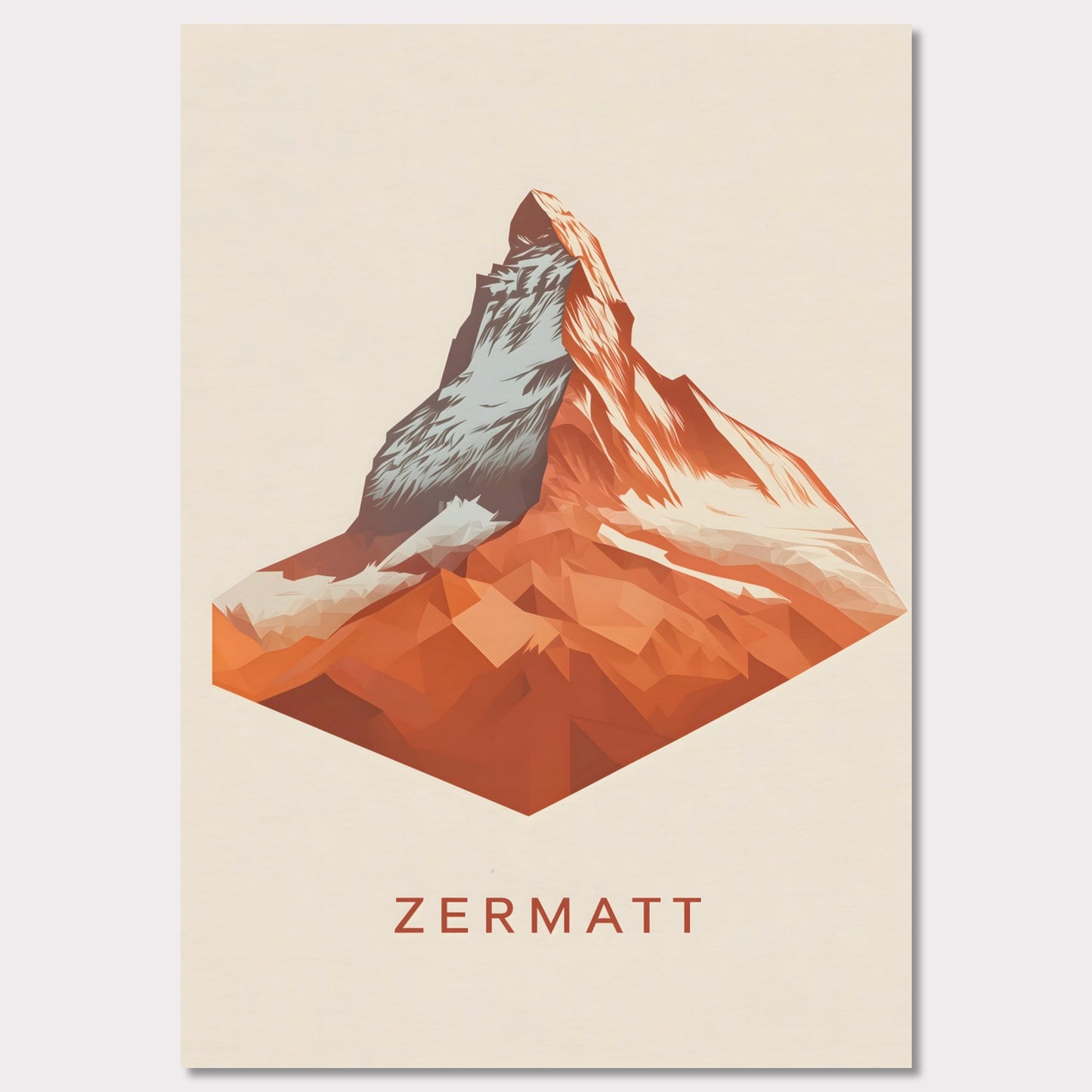 A bold, minimalist depiction of the legendary Matterhorn. The sharp, geometric design enhances the mountain’s striking silhouette, making it a powerful statement piece.