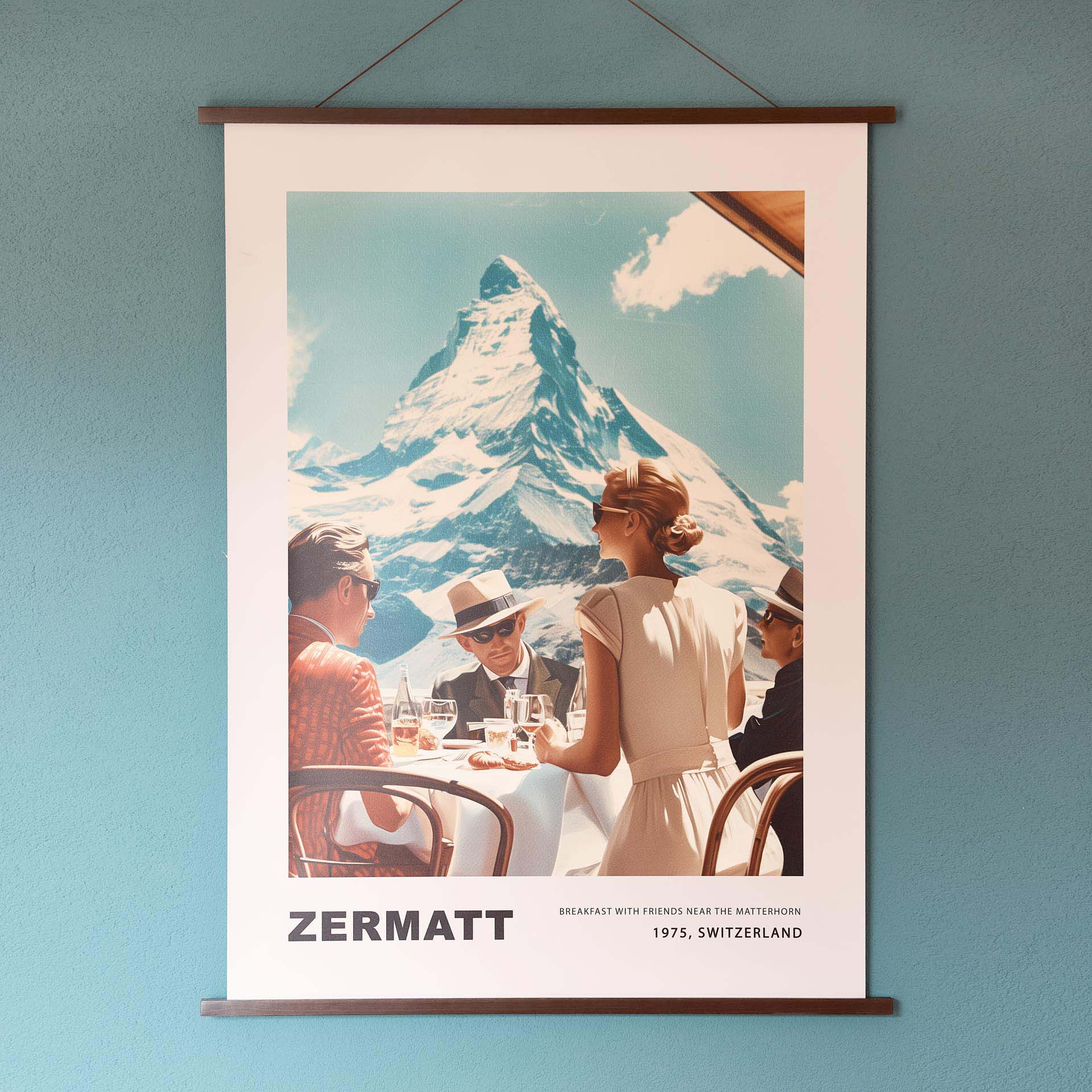 Breakfast in Zermatt - Poster with Hanger Poster Affiche.