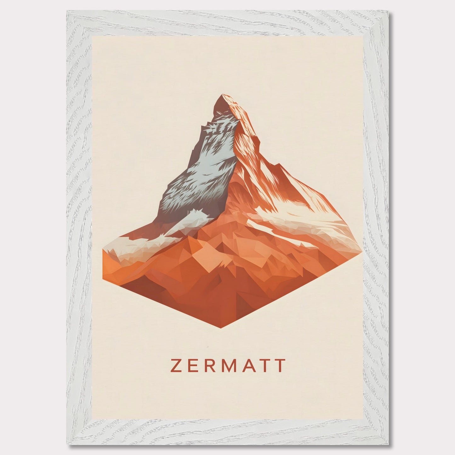 It is a bold, minimalist depiction of the legendary Matterhorn. The sharp, geometric design enhances the mountain’s striking silhouette, making it a powerful statement piece.