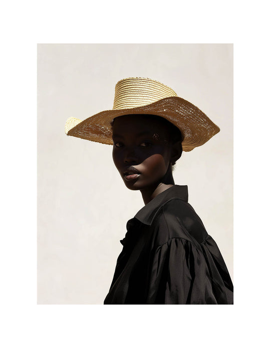 Dark-Skinned Girl in a Straw Hat Poster - ArtDarts poster