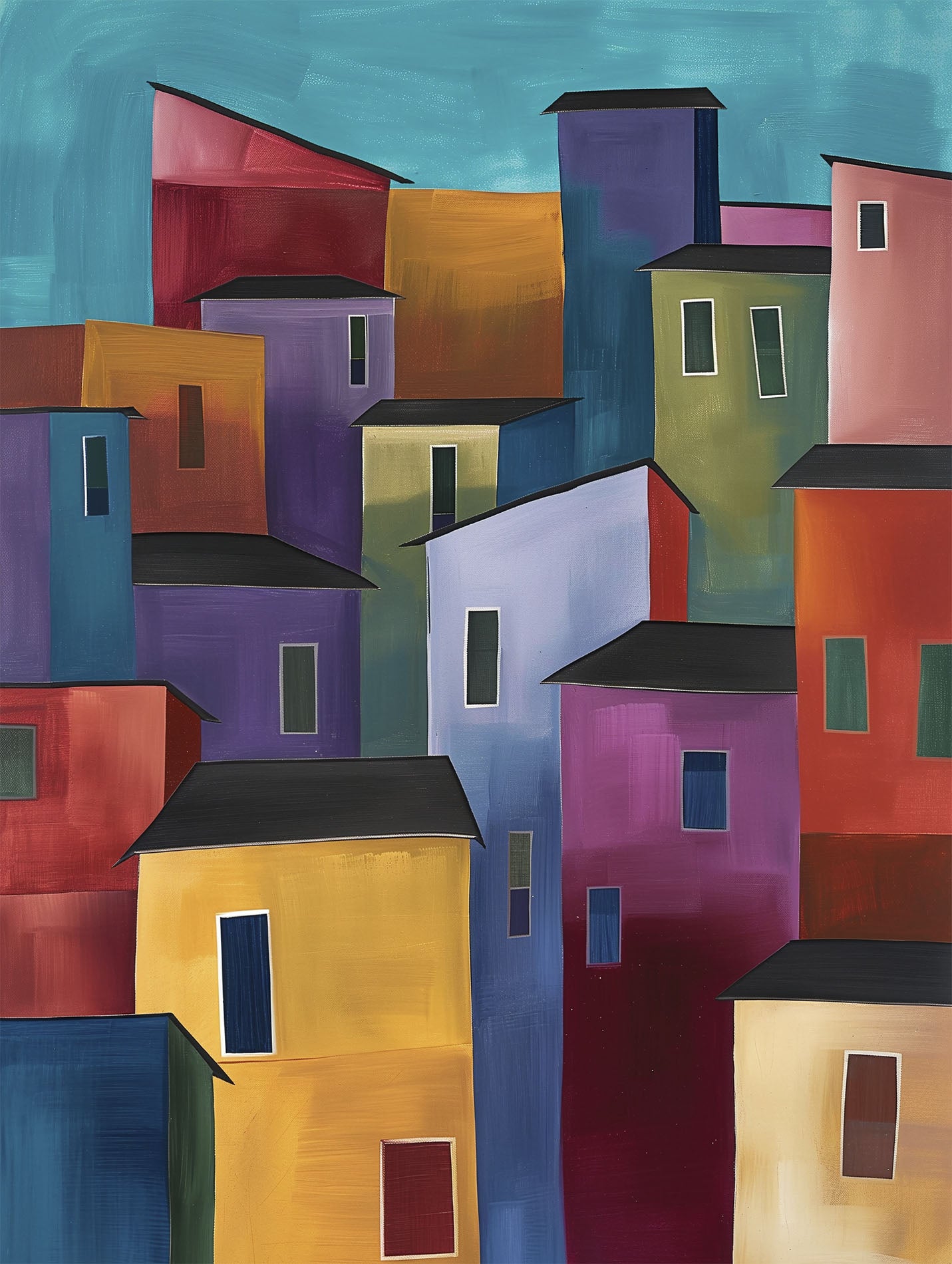 Colorful Houses Poster - ArtDarts poster