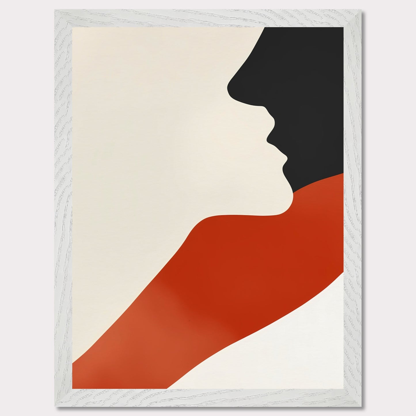 This abstract poster presents a harmonious blend of a human face and a wave of color. The simplicity of forms and contrasting colors evoke a sense of warmth and comfort, making it a perfect addition to modern interiors.