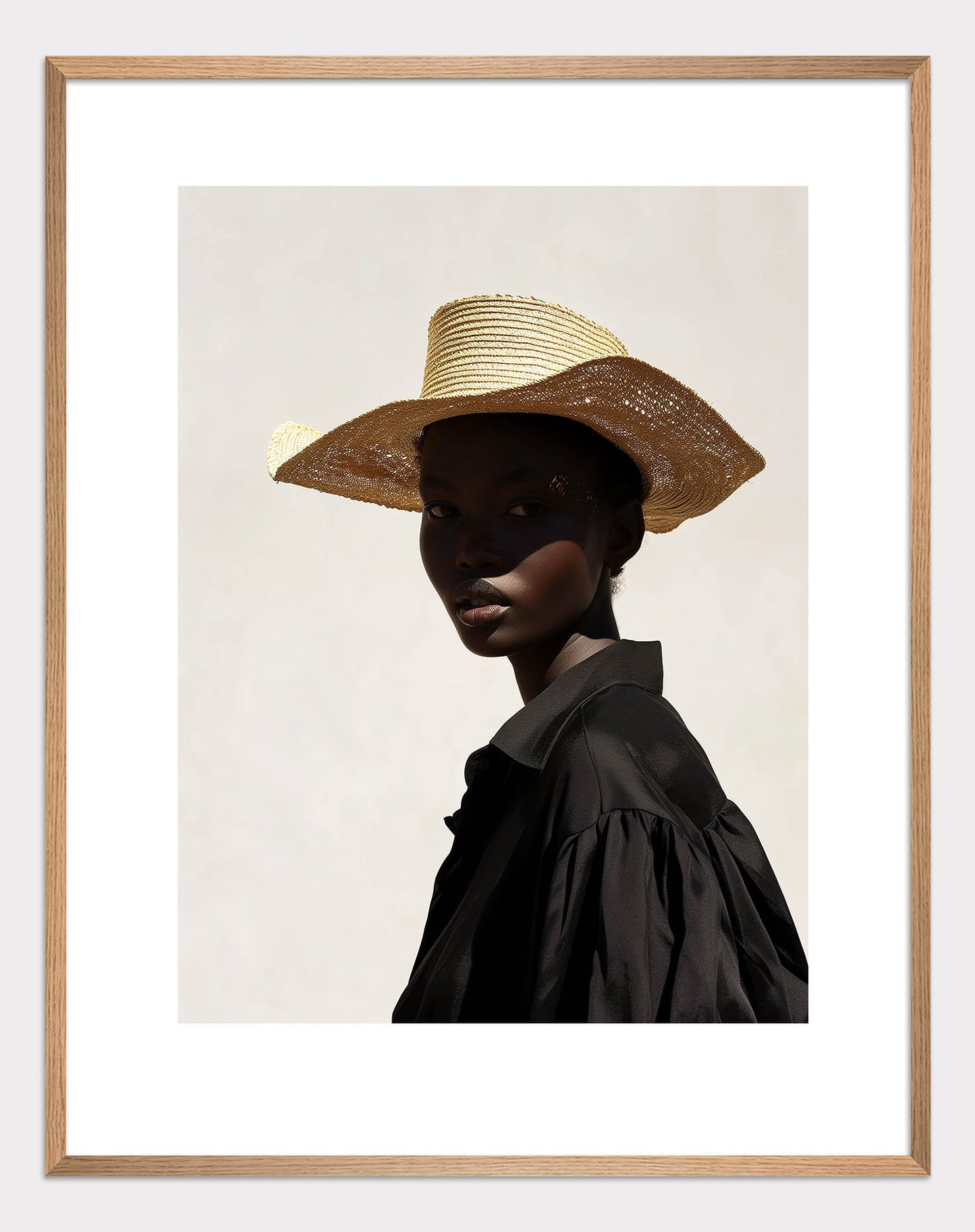 Dark-Skinned Girl in a Straw Hat Poster - ArtDarts poster