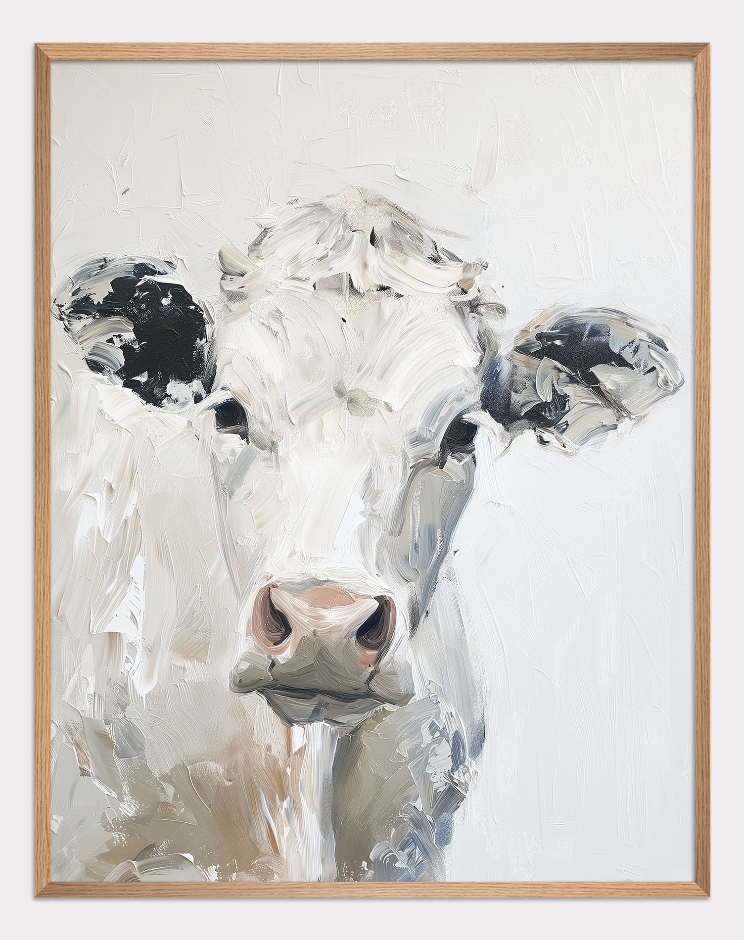 White Cow Oil Painting Poster