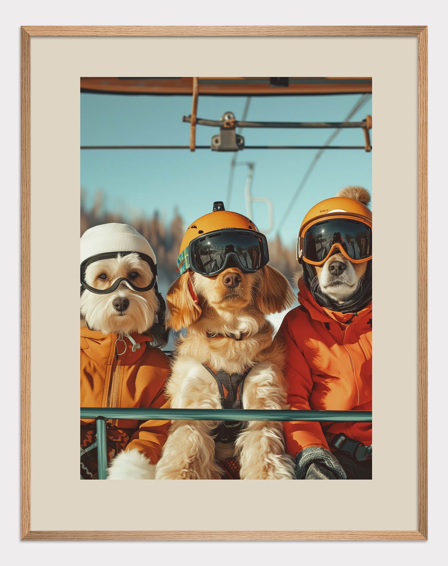 Three dogs of a skier Poster - ArtDarts poster