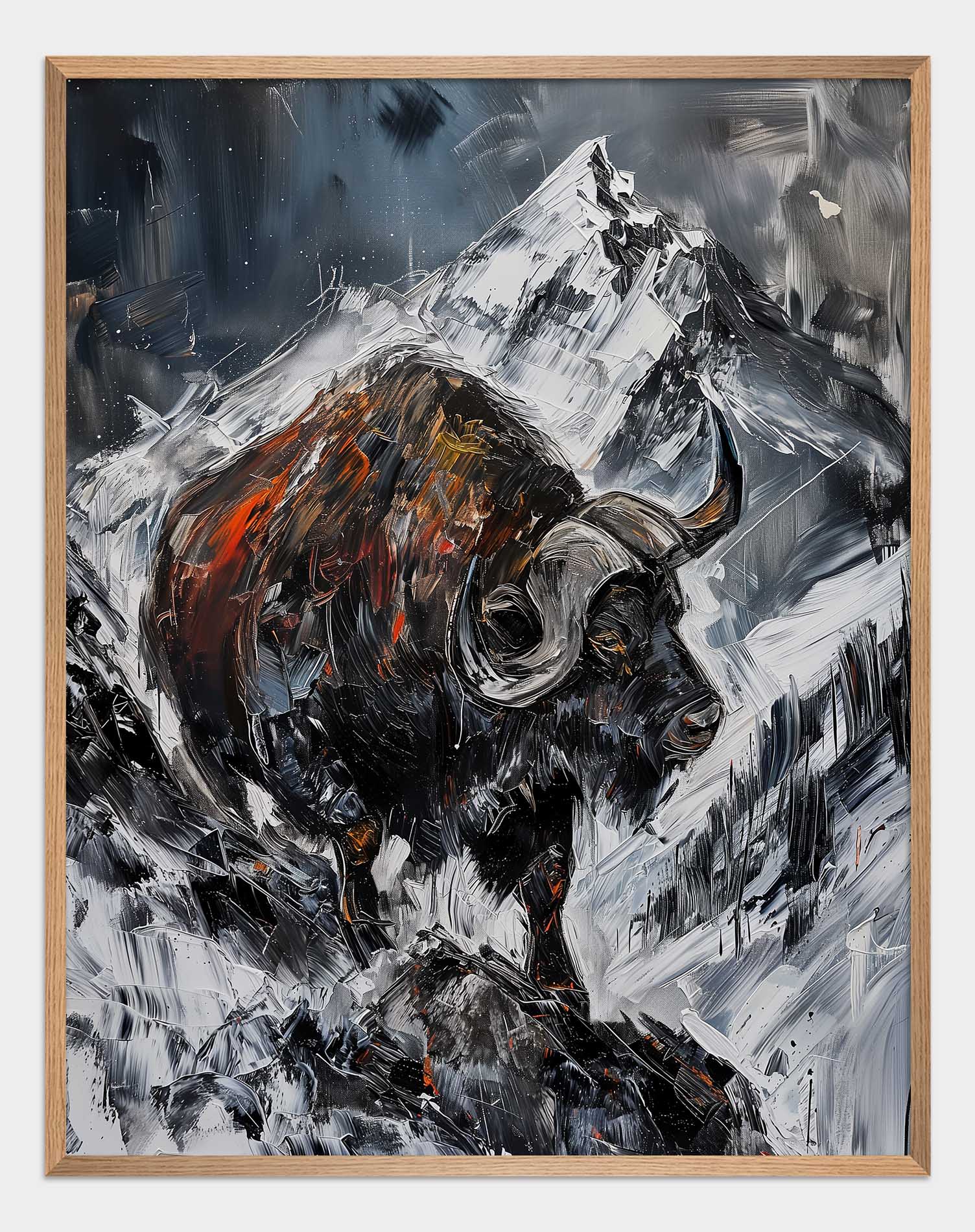 Buffalo among the mountains Poster