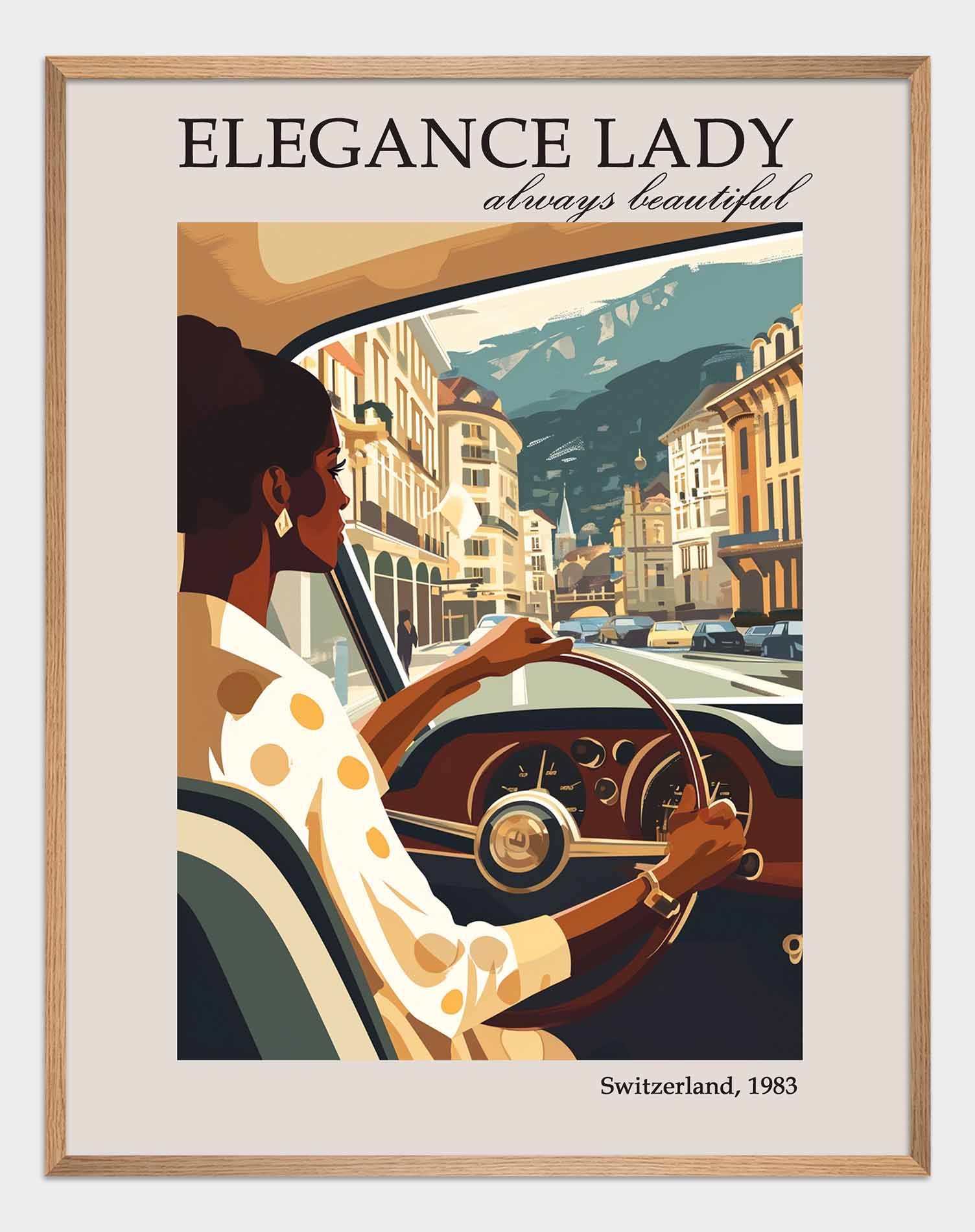 Lady driving vintage Poster - ArtDarts poster