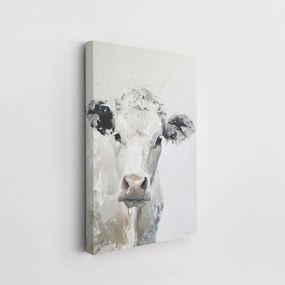 White Cow Oil Painting - Canvas Poster Affiche.