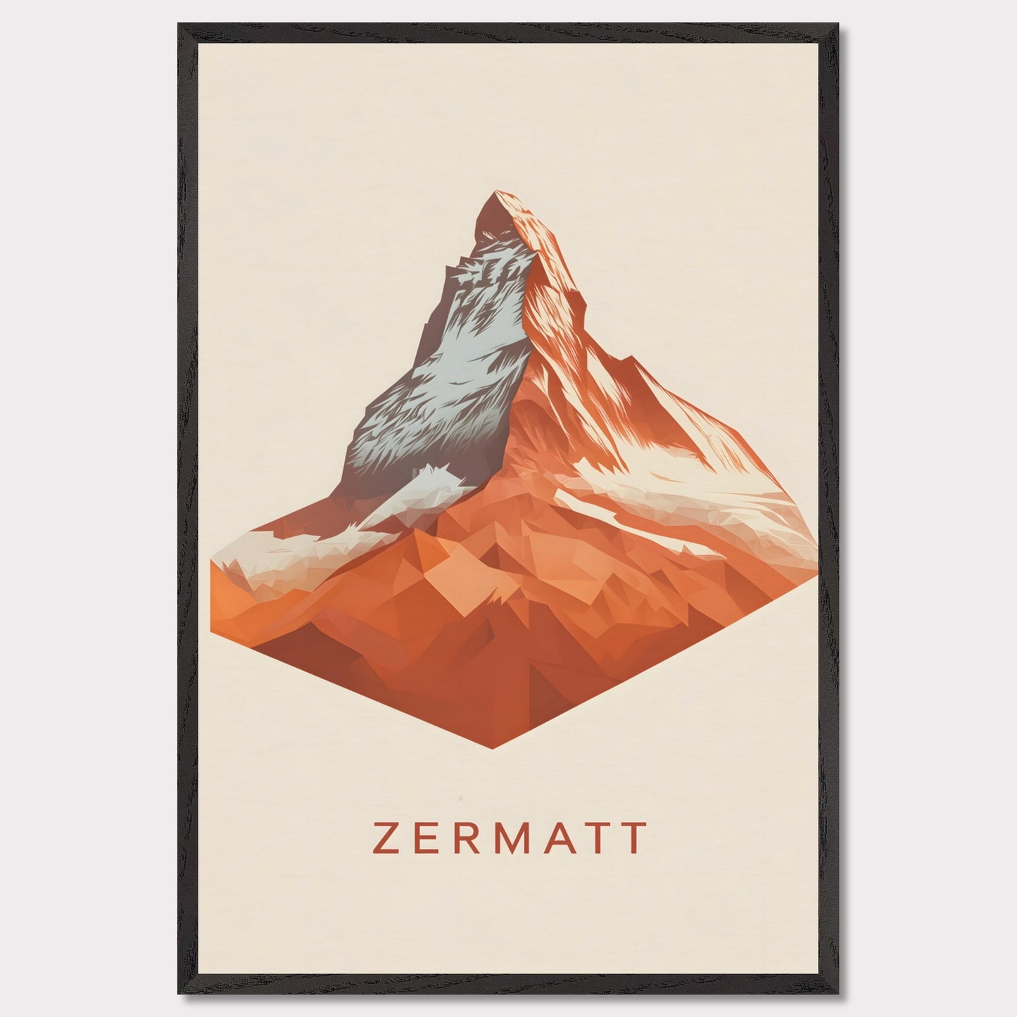 It is a bold, minimalist depiction of the legendary Matterhorn. The sharp, geometric design enhances the mountain’s striking silhouette, making it a powerful statement piece.