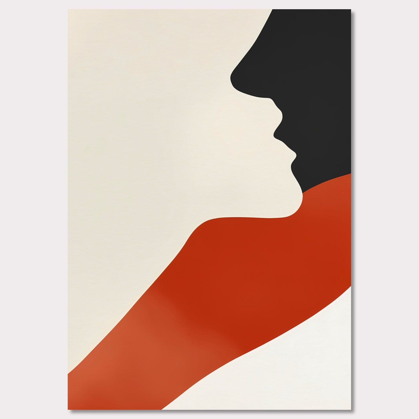 This abstract poster presents a harmonious blend of a human face and a wave of color. The simplicity of forms and contrasting colors evoke a sense of warmth and comfort, making it a perfect addition to modern interiors.